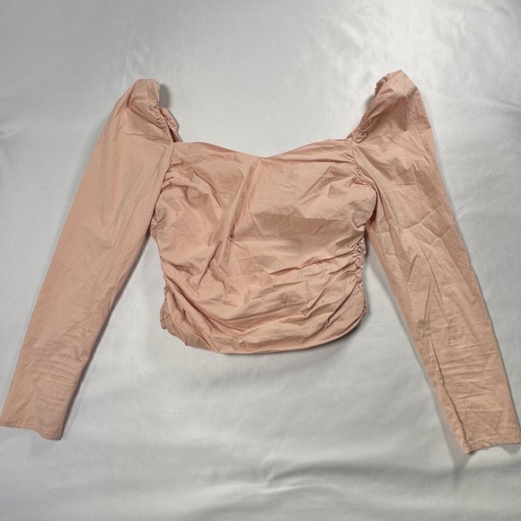 ASTR the Label Blush Sweetheart Ruched‎ Puff Long Sleeve Blouse Size Medium - Picture 3 of 9
